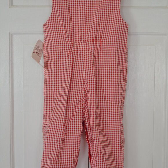 NWT Boys' Red & White Gingham Reversible Christmas Longall Outfit Size 24 - Picture 6 of 13